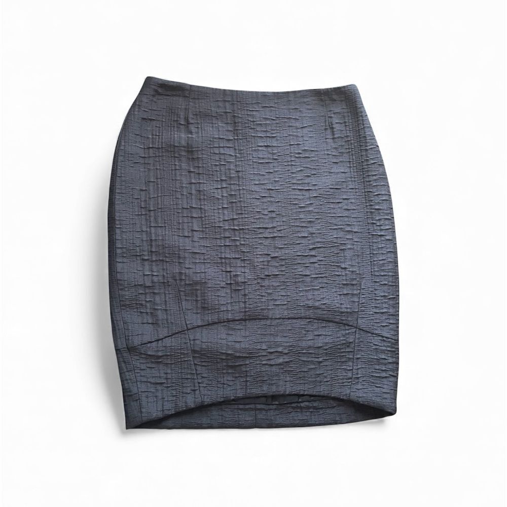 Escada Black Textured High Low Hem Stretch Pencil Zip Back Lined Skirt Size 40/M